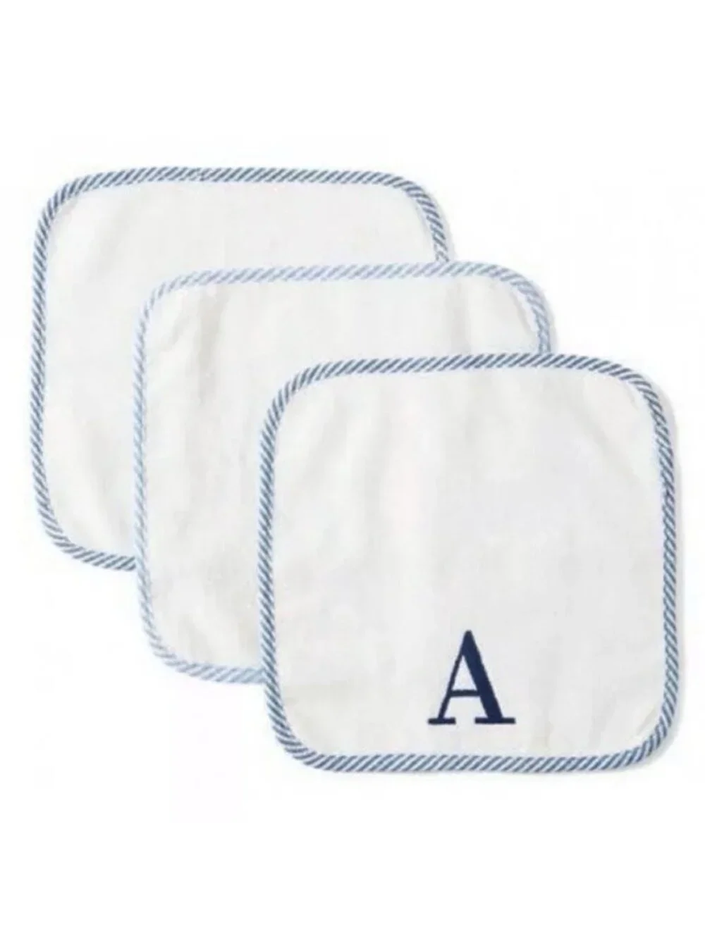 Mud Pie NWT monogram seersucker bath wash cloth set Baby Gift embroidered N O I